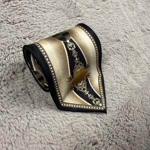 Di Mossio Silk Necktie Gold Black‎ Patterned Luxury Handmade Designer Tie
